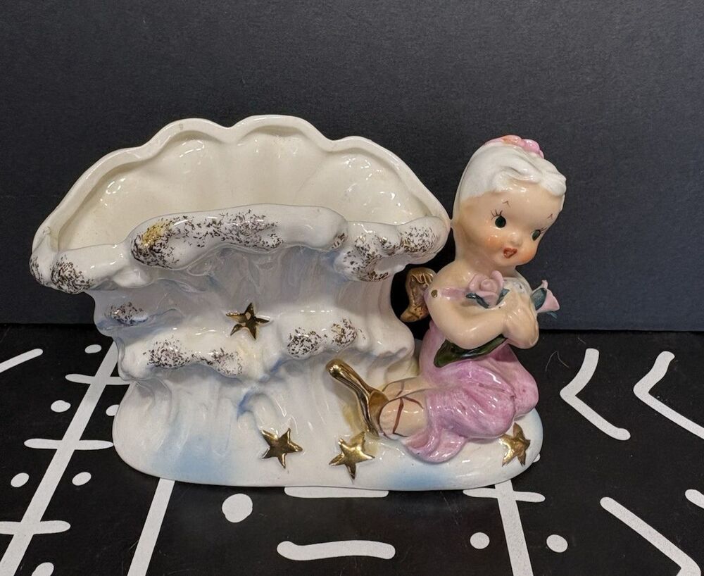Vintage Napco Taurus Your Lucky Star Guardian Angel Zodiac Planter Japan S1259